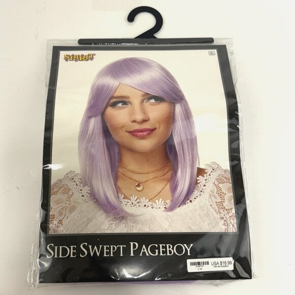 Purple Side Swept Pageboy Wig By Spirit Halloween Costume New In Bag - Picture 1 of 4